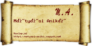 Mátyási Anikó névjegykártya