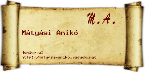 Mátyási Anikó névjegykártya